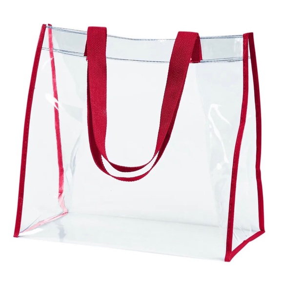 BAGedge PVC Clear PVC Tote Red Top carrying Handles - Picture 1 of 1